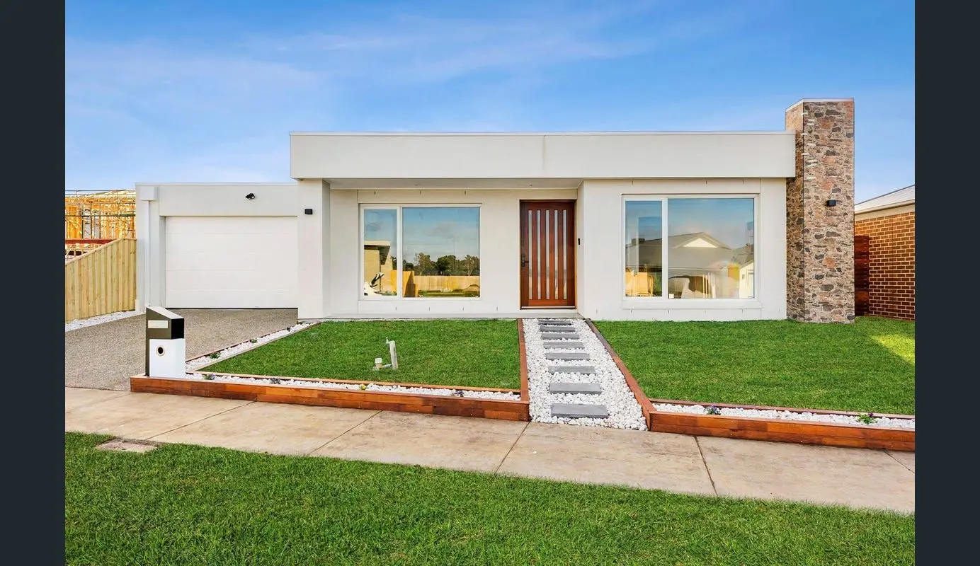 Rendered home with stone feature, Ocean Grove, VIC